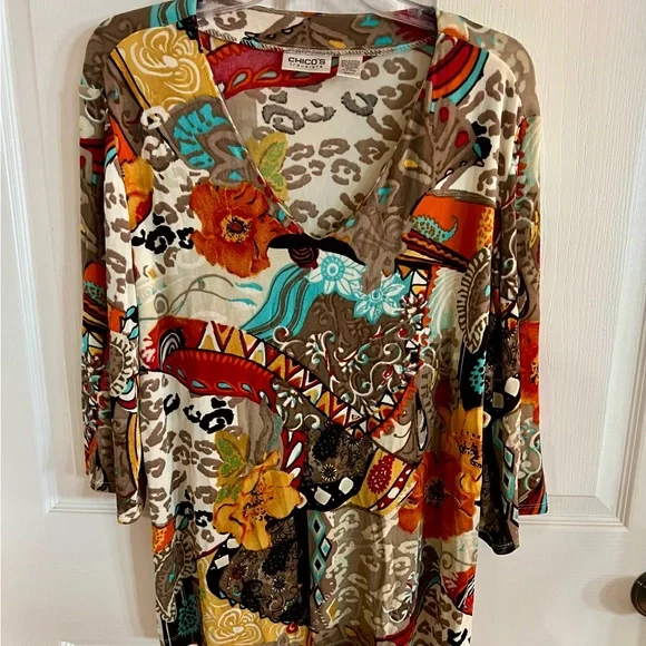 Chico's Travelers Multicolor Women's Top Size 3 (XL) JUST REDUCED!!!! - Picture 1 of 6